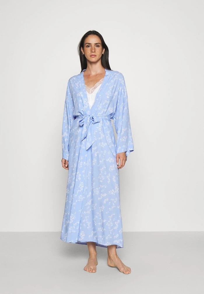 Vêtement De Nuit ANNA FIELD Anna Field Lisha Long Printed Robe Bleu Femme | DCD-0672765